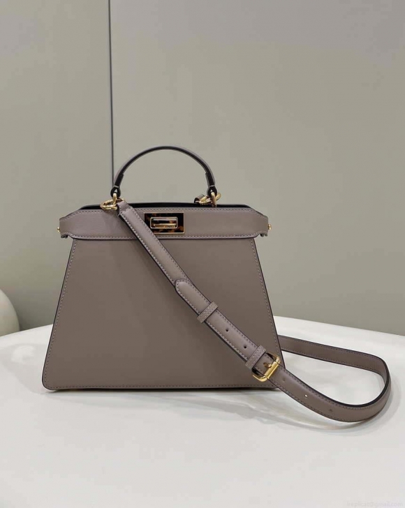 Fendi 8BN327 Peekaboo ISeeU Small Gray leather bag