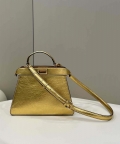 Fendi 8BN327 Peekaboo ISeeU Small Gold leather bag