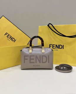 Fendi 8BS067 By The Way Mini Small Boston bag in mint Gray leather