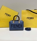 Fendi 8BS067 By The Way Mini Small Boston bag in mint Navy Blue leather