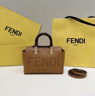 Fendi 8BS067 By The Way Mini Small Boston bag in mint Brown leather