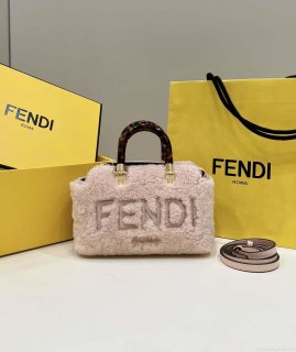 Fendi 8BS067 By The Way Mini Light Pink sheepskin small Boston bag