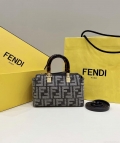 Fendi 8BS067 By The Way Mini Small Boston Jacquard FF fabric bag Dark Gray