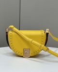 Fendi 8BT346 Moonlight Shoulder Saddle Leather Bag Yellow