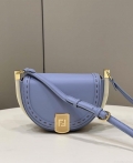 Fendi 8BT346 Moonlight Shoulder Saddle Leather Bag Purple Blue