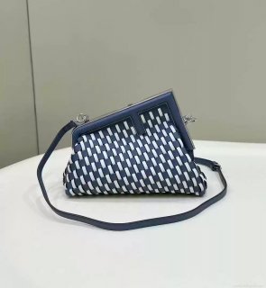 Fendi 8BP129 Fendi First Small White and blue woven leather bag