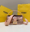 Fendi 8BR600 Medium Baguette Pink sequin and leather bag 8601