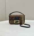 Fendi 8BS017 Mini Baguette Brown FF jacquard fabric bag with sequins