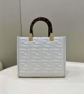 Fendi 8BH394 Fendi Sunshine Small White leather shopper Printer FF