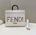 Fendi 8BH386 Sunshine Medium Tote White Leather and elaphe shopper bag