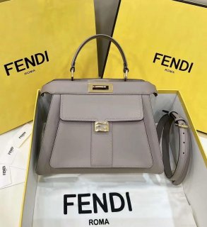 Fendi 8BN321 Peekaboo Iseeu Medium Gray Leather Bag 8596L