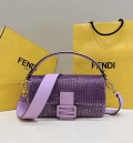 Fendi 8BR600 Medium Baguette Beads Purple leather Bag 8599