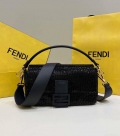 Fendi 8BR600 Medium Baguette Beads Black leather Bag 8599