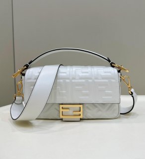 Fendi 8BR600 Baguette Medium White leather 0135M bag