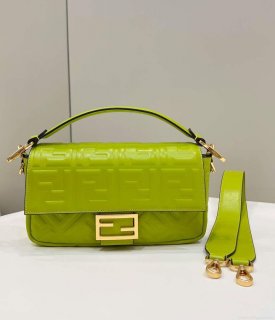 Fendi 8BR600 Baguette Medium Lemon green leather 0135M bag