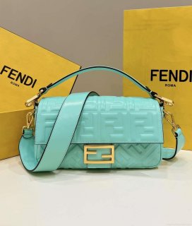 Fendi 8BR600 Baguette Medium Aqua leather 0135M bag