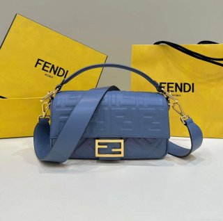 Fendi 8BR600 Baguette Medium Royal Blue leather 0135M bag