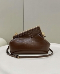 Fendi 8BP129 FENDI FIRST Small Brown Crocodile leather bag