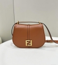 Fendi 8BT366 C’mon Medium Brown Smooth Leather and Full-grain Leather Bag