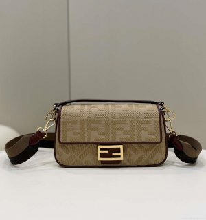 Fendi 8BR600 Baguette Medium Apricot bag with FF embroidery