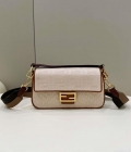 Fendi 8BR600 Baguette Medium bag with FF embroidery Beige 0159A