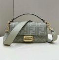 Fendi 8BR600 Baguette Medium bag with FF embroidery Light green 0159A