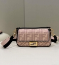 Fendi 8BR600 Baguette Medium bag with FF embroidery 0159AM Pink with Black