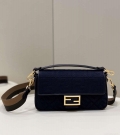 Fendi 8BR600 Baguette Medium bag with FF embroidery 0159AM Navy Blue