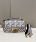 Fendi 8BR600 Baguette Medium bag with FF embroidery 0159AM Gray