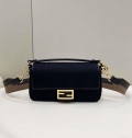 Fendi 8BR600 Baguette Medium bag with FF embroidery 0159A Black