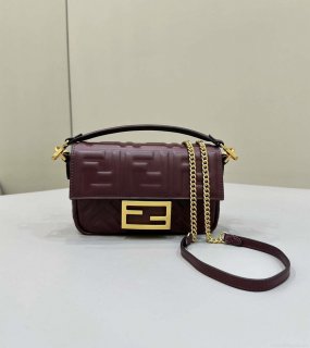 Fendi 8BS017 Baguette Mini Wine Red leather 0135S bag