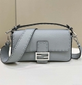 Fendi 8BR600 Baguette Light Blue Selleria bag with Oversized Topstitching 8610