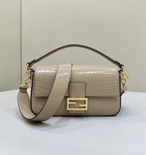 Fendi 8BR600 Baguette Medium Crocodile leather 8628 bag Apricot