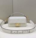 Fendi 8BR600 Baguette Medium bag with FF embroidery 8598 White