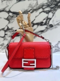 Fendi 8BS017 Baguette Mini Red Selleria bag with 309 hand-sewn Tpstitches 8610S