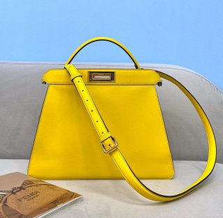 Fendi 70193 Peekaboo ISEEU MEDIUM Yellow Leather Bag