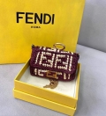 Fendi 7AR844 Nano Baguette Charm Wine Red Raffia Charm