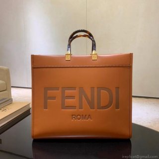 Fendi 8BH372 FENDI Large Sunshine Shopper Bag Brown Leather