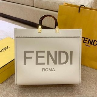 Fendi 8BH372 FENDI Large Sunshine Shopper Bag White Leather