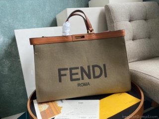 Fendi 8BH374 FENDI PEEKABOO X-TOTE Light Green Canvas Bag