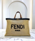 Fendi 8BH374 FENDI PEEKABOO X-TOTE Natural Raffia Bag