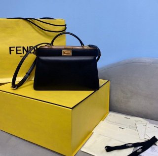 Fendi 8BN323 Peekaboo ISEEU EAST-WEST Black Leather 70193S Bag