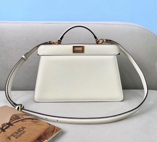 Fendi 8BN323 Peekaboo ISEEU EAST-WEST White Leather 70193S Bag