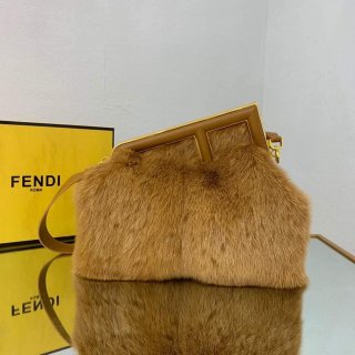 Fendi 8BP127 Fendi First Medium Fox fur Brown Bag