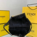 Fendi FIRST Small Bag Fox fur 8BP129 Black