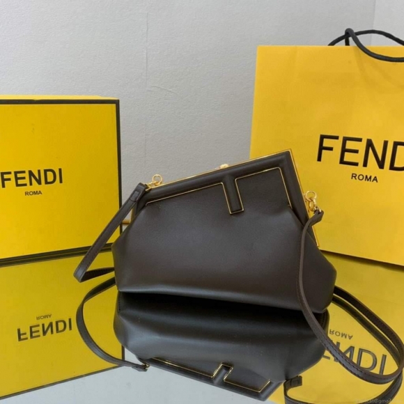 Fendi FIRST Small Bag 8BP129 Dark Brown Leather