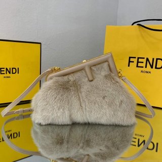 Fendi FIRST Small Bag Fox fur Bag 8BP129 Apricot