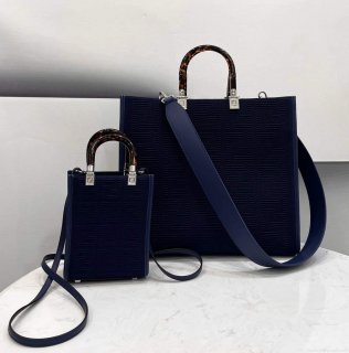 Fendi 8BH386 Sunshine Medium Fendi Tote Bag 8258 Navy blue