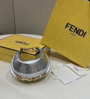 Fendi Nano Fendigraphy Black Leather Charm 7AS089 Silver