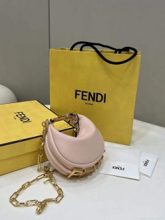 Fendi Nano Fendigraphy Black Leather Charm 7AS089 Pink